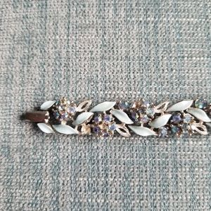 Vintage Signed Lisner Aqua and Silver Bracelet